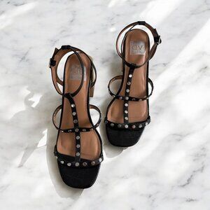 DOLCE VITA Black Studded Sandals Heels Size 9